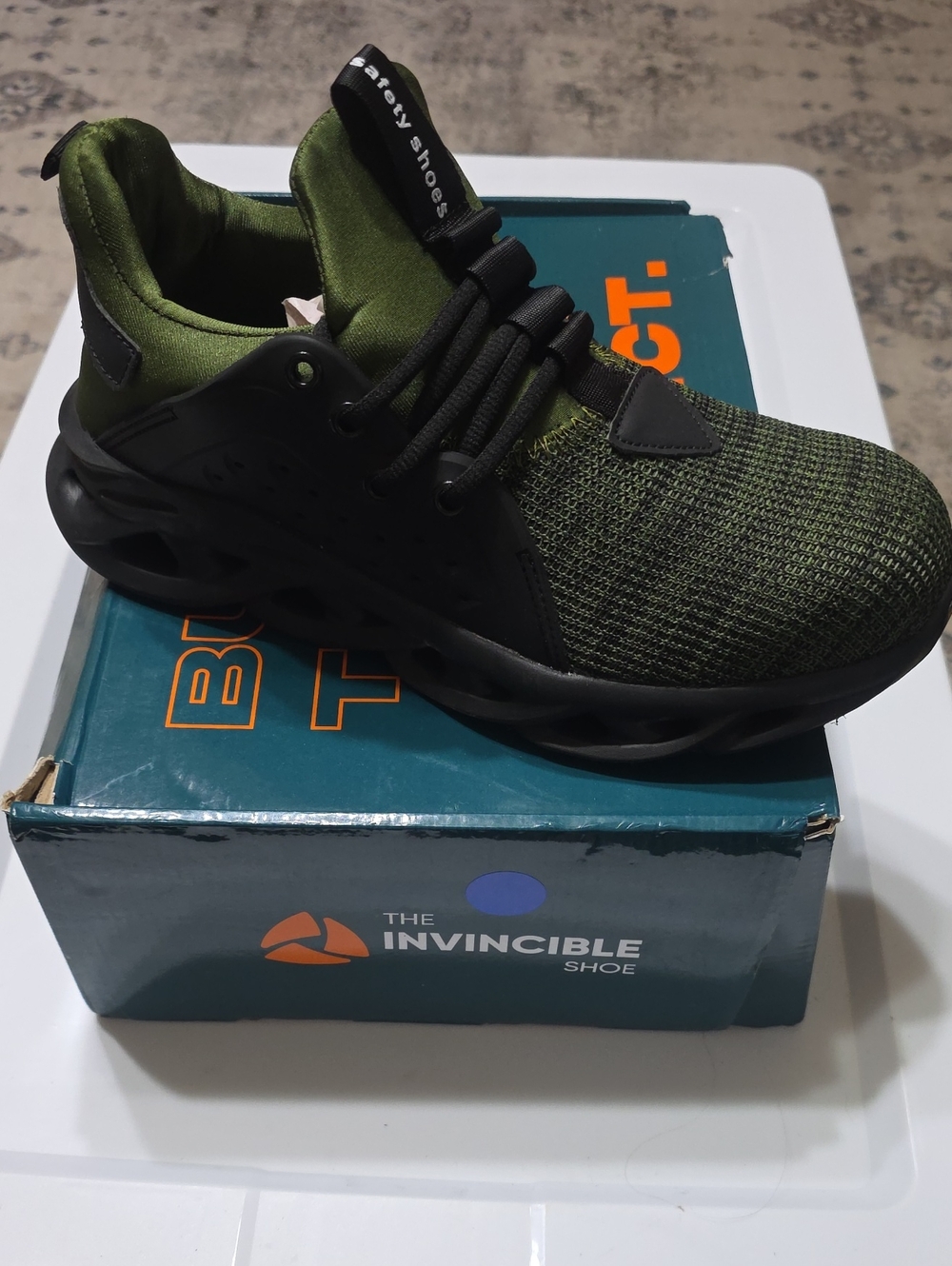 The Invincible Men's Olive Green Knit Athletic Sneaker